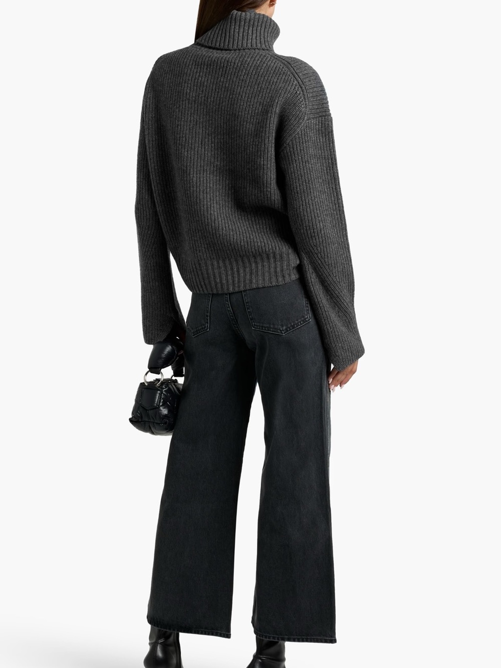 Veronica Beard Grey Matilda Wool Cashmere Ribbed Turtleneck Sweater - Medium - Picture 2 of 8